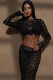 SUPER WHOLESALE |  Hollow-out Skirt Dress in Black