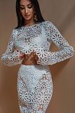 SUPER WHOLESALE |  Hollow-out Skirt Dress in White