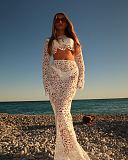 SUPER WHOLESALE |  Hollow-out Skirt Dress in White