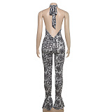SUPER WHOLESALE |  Printed Open-back Jumpsuit