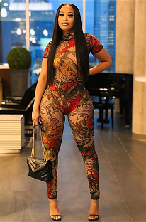 SUPER WHOLESALE |  Printed Open-back Jumpsuit