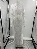 SUPER WHOLESALE |  Hollow-out Skirt Dress in White