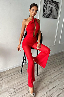 SUPER WHOLESALE |  Strapless Jumpsuit in Red