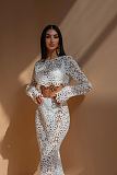 SUPER WHOLESALE |  Hollow-out Skirt Dress in White