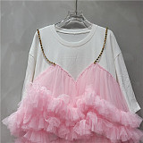 SUPER WHOLESALE | Chiffon Patchwork Puffy Dress