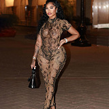 SUPER WHOLESALE |  Printed Open-back Jumpsuit