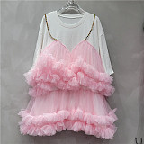 SUPER WHOLESALE | Chiffon Patchwork Puffy Dress