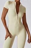 SUPER WHOLESALE | Half Zip Up Jumpsuit in Apricot