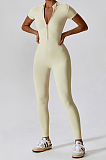 SUPER WHOLESALE | Half Zip Up Jumpsuit in Apricot