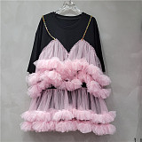 SUPER WHOLESALE | Chiffon Patchwork Puffy Dress