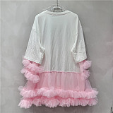 SUPER WHOLESALE | Chiffon Patchwork Puffy Dress