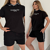 SUPER WHOLESALE | Monogram Hoodie Set in Black