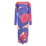 SUPER WHOLESALE |    Printed Slim-fit Long Dress