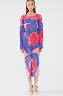 SUPER WHOLESALE |    Printed Slim-fit Long Dress