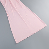 SUPER WHOLESALE |   Embroidered Patchwork Slim-fit Long Dress in Pink
