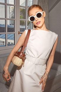 SUPER WHOLESALE | Woven Bamboo and Leather Handbag