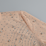 SUPER WHOLESALE |   Beaded  Slim-fit One-shoulder Dress in Nude