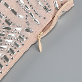 SUPER WHOLESALE |   Beaded  Slim-fit One-shoulder Dress in Apricot