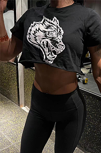SUPER WHOLESALE |  Wolf Printed CropTee