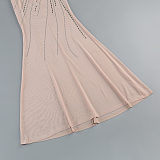 SUPER WHOLESALE |   Beaded  Slim-fit One-shoulder Dress in Apricot