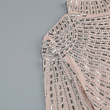 SUPER WHOLESALE |   Beaded  Slim-fit One-shoulder Dress in Apricot