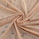 SUPER WHOLESALE |   Beaded  Slim-fit One-shoulder Dress in Nude