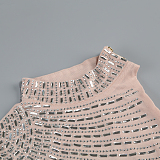 SUPER WHOLESALE |   Beaded  Slim-fit One-shoulder Dress in Apricot