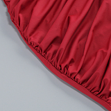 SUPER WHOLESALE |   Embroidered Patchwork Slim-fit Long Dress in Red