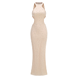 SUPER WHOLESALE |     Slim-fit Long Dress in Apricot