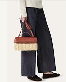 SUPER WHOLESALE | Woven Bamboo and Leather Handbag