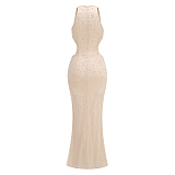 SUPER WHOLESALE |     Slim-fit Long Dress in Apricot