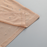 SUPER WHOLESALE |   Beaded  Slim-fit One-shoulder Dress in Nude