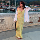 SUPER WHOLESALE | Printed Wave Hem Long Dress