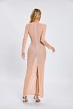 SUPER WHOLESALE |   Beaded  Slim-fit One-shoulder Dress in Nude