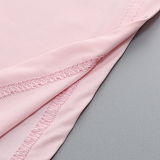SUPER WHOLESALE |   Embroidered Patchwork Slim-fit Long Dress in Pink