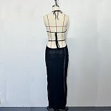 SUPER WHOLESALE | Halter Knitted Long Dress