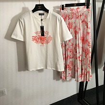 SUPER WHOLESALE | Pleated Set with Printed Tee Top