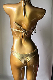 SUPER WHOLESALE |   Fringe Halter Bikini Set(gold)