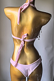 SUPER WHOLESALE |   Fringe Halter Bikini Set(pink)