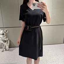 SUPER WHOLESALE | V Neck Midi Dress with Waist Purse