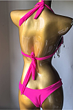 SUPER WHOLESALE |   Fringe Halter Bikini Set(rose)