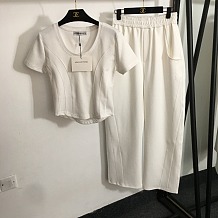 SUPER WHOLESALE |  Pants Set with Crop Tee Top