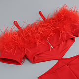 SUPER WHOLESALE | Feather Spaghetee Long Dress