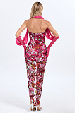SUPER WHOLESALE |Embroidered Strapless Midi Dress with Gloves