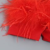 SUPER WHOLESALE | Feather Spaghetee Long Dress