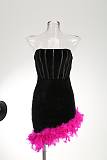 SUPER WHOLESALE | Strapless Feather Hem Mini Dress
