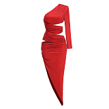 SUPER WHOLESALE | Cut-out One Shoulder Long Dress