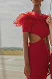 SUPER WHOLESALE | Feather Spaghetee Long Dress