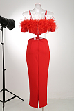 SUPER WHOLESALE | Feather Spaghetee Long Dress