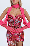 SUPER WHOLESALE |Embroidered Strapless Midi Dress with Gloves
